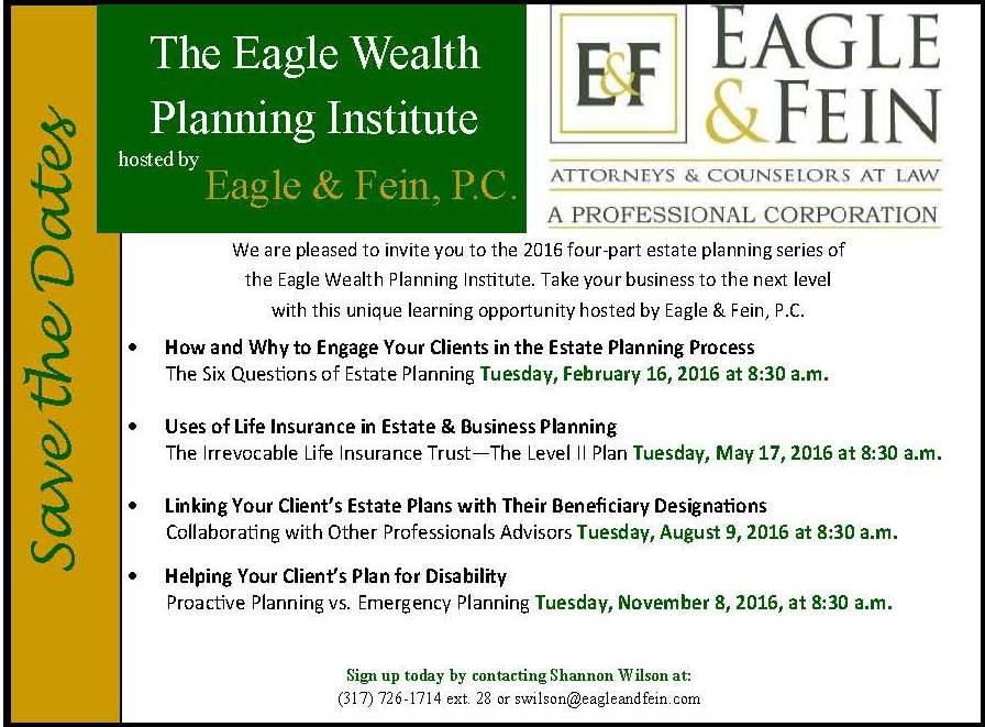 Save the Dates - Eagle Wealth Planning Institute